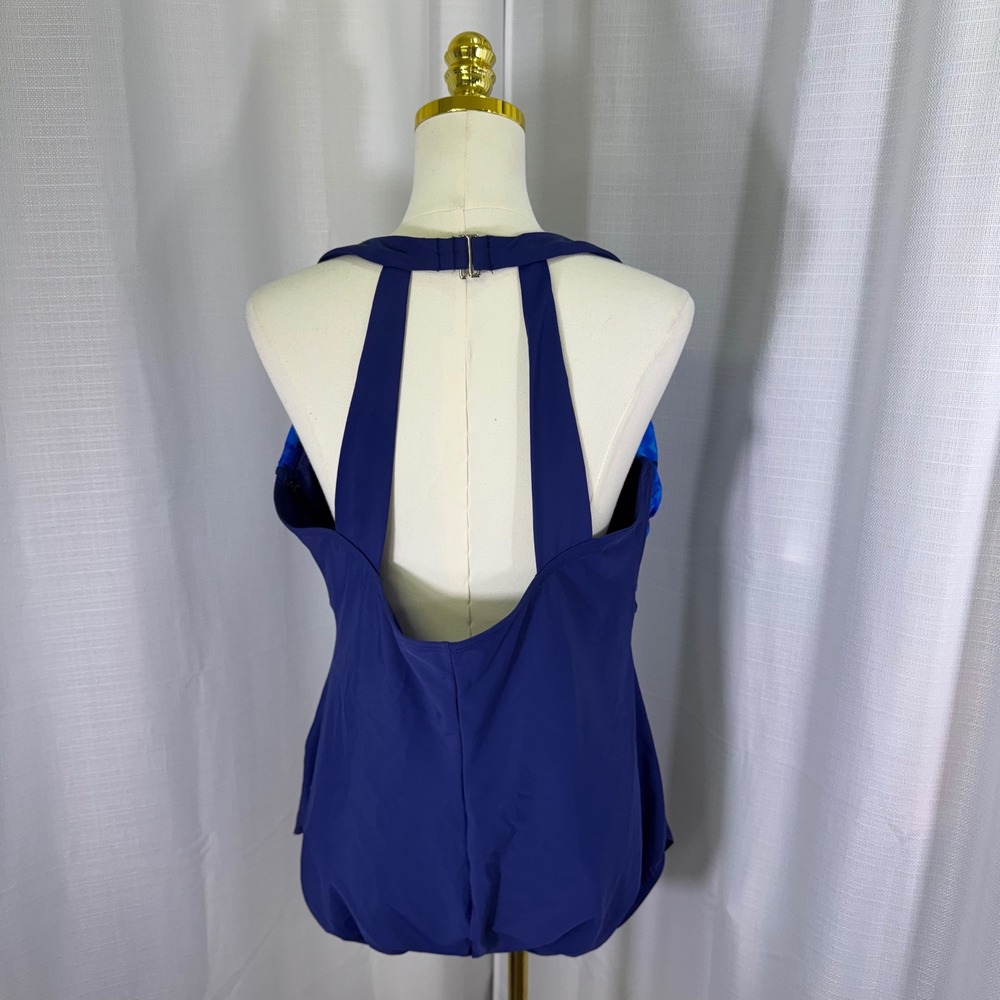 Miraclesuit One Piece Swimsuit Navy Cascade Floral Tunic Halter  UK 24W US 22W - Picture 3 of 14